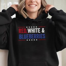 Red White And Blueberries Hoodie | Patriotic 4th Of July Graphic | Premium Cotton-Blend Pullover | Independence Day Gift For Americans