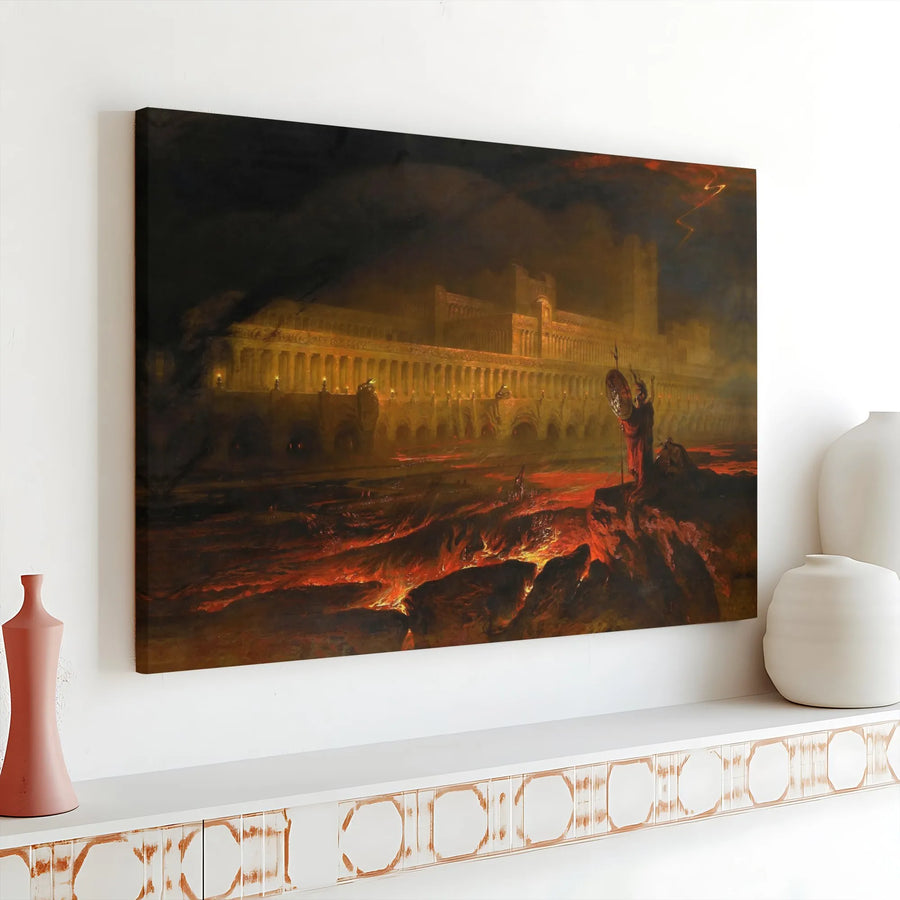 Pandemonium Canvas Print | John Martin Classical Art | 1.25 Inch Gallery Wrap | Epic Dark Fantasy Home Decor Gift