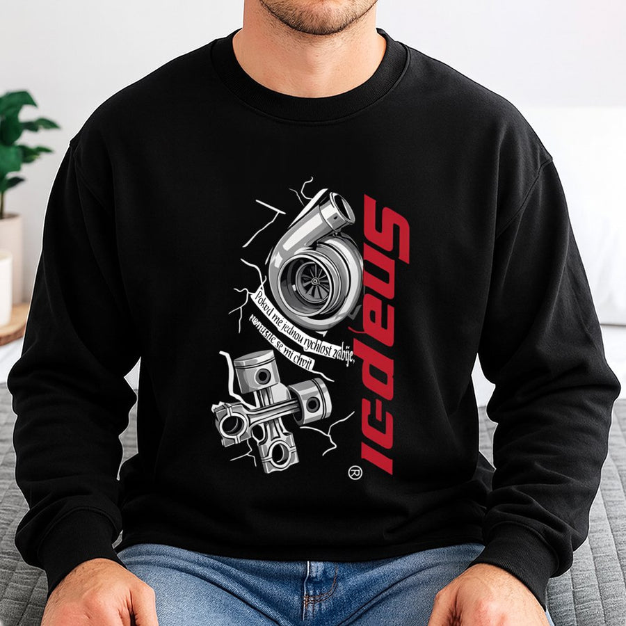 Turbocharged Car Engine Sweatshirt | Automotive Piston Graphic | Premium Cotton-Poly Blend | Gift for Car Enthusiast & Gearhead