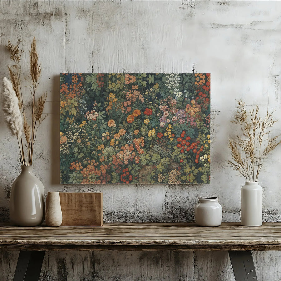 Vintage Wildflower Garden Canvas Art | Moody Botanical Floral Print | Premium Gallery Wrap Wall Decor | Nature-Inspired Home Gift