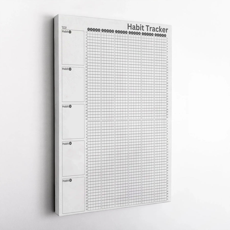 Habit Tracker Wall Art | Minimalist Monthly Goal Planner Canvas | Premium Gallery-Wrapped Print | Productivity Gift For Office Decor