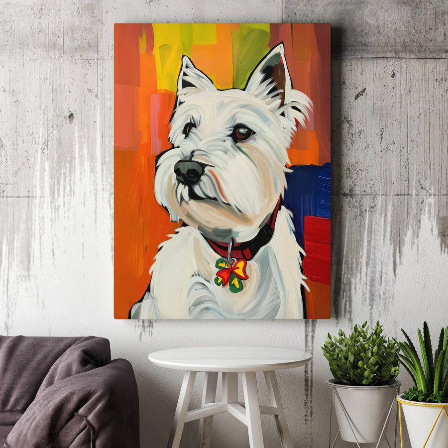 West Highland Terrier Wall Art | Colorful Pop Art Dog Portrait | Premium 1.25 Inch Gallery Wrap Canvas | Unique Westie Lover Gift