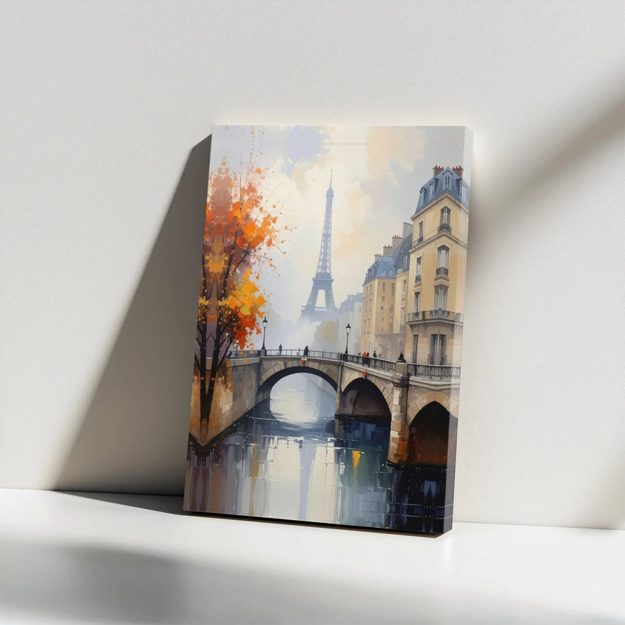 Paris Eiffel Tower Canvas | Autumn in Paris Painting Print | Premium Gallery Wrapped Art | Living Room & Office Decor Gift