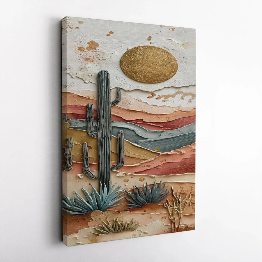 Textured Desert Canvas Art | Modern 3D Effect Impasto Landscape | Premium Gallery Wrapped Canvas | Boho Southwestern Home Decor Gift