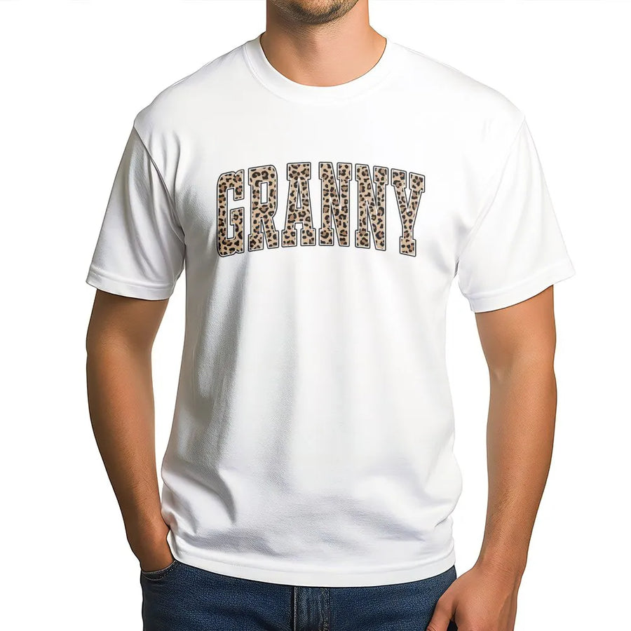 Granny T-Shirt | Leopard Print Varsity Letters | Cozy Cotton Blend | Premium Gift for Grandma, Mother's Day Gift
