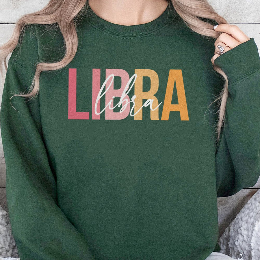 Libra Zodiac Sweatshirt | Minimalist Gradient Astrology Sign Design | Premium Cotton Blend Crewneck | Birthday Gift for Her Astrology Lover