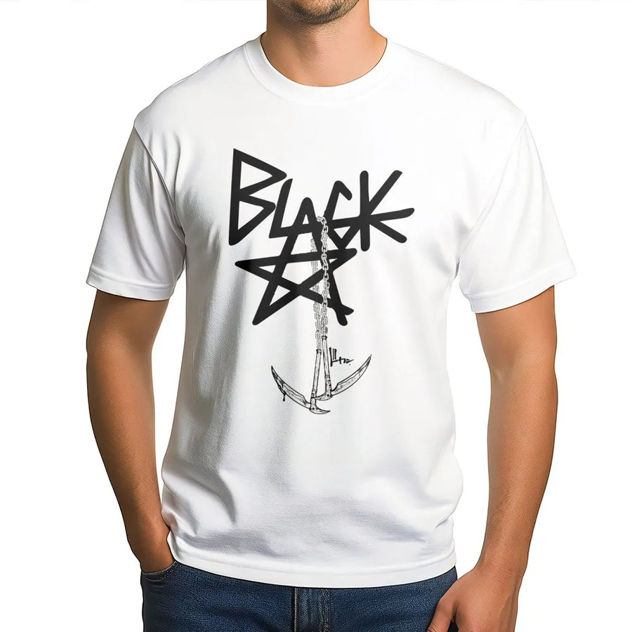Black Star Anchor Graphic T-Shirt | Edgy Nautical Streetwear Design | Premium Soft Cotton Tee | Alternative Style Gift for Men and Women