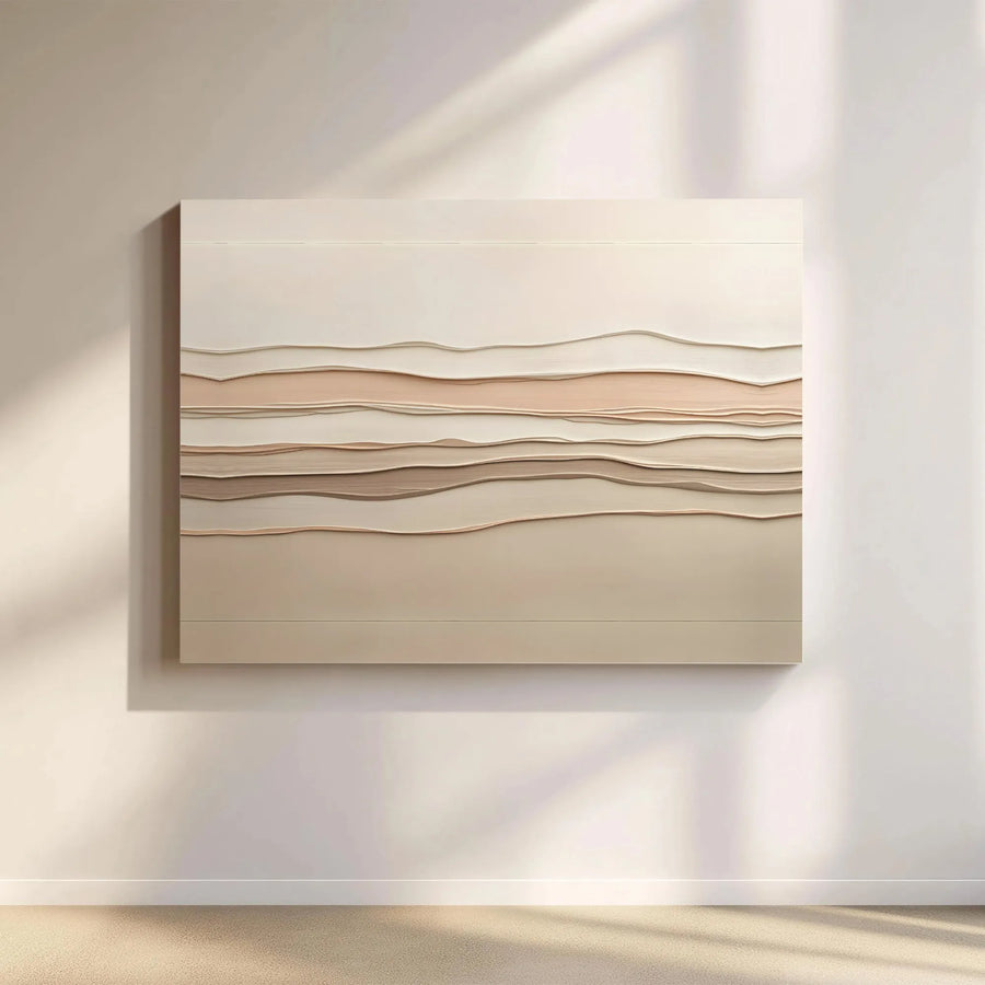 Abstract Neutral Canvas Wall Art | Wavy Layered Minimalist Decor | Premium Gallery Wrap Print | Modern Home & Office Living Room Aesthetic