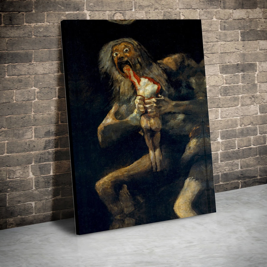 Saturn Devouring His Son Canvas | Francisco Goya Masterpiece Reproduction | Premium 1.25-Inch Gallery Wrap | Dark Academic Home Decor Wall Art