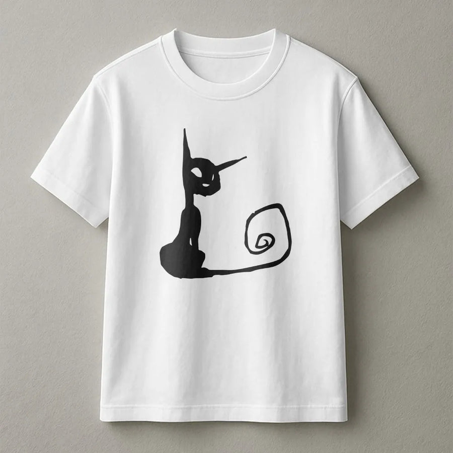 Abstract Cat Graphic Tee | Minimalist Y2K Line Art | Soft Cotton Shirt | Trendy Streetwear Gift for Cat Lovers