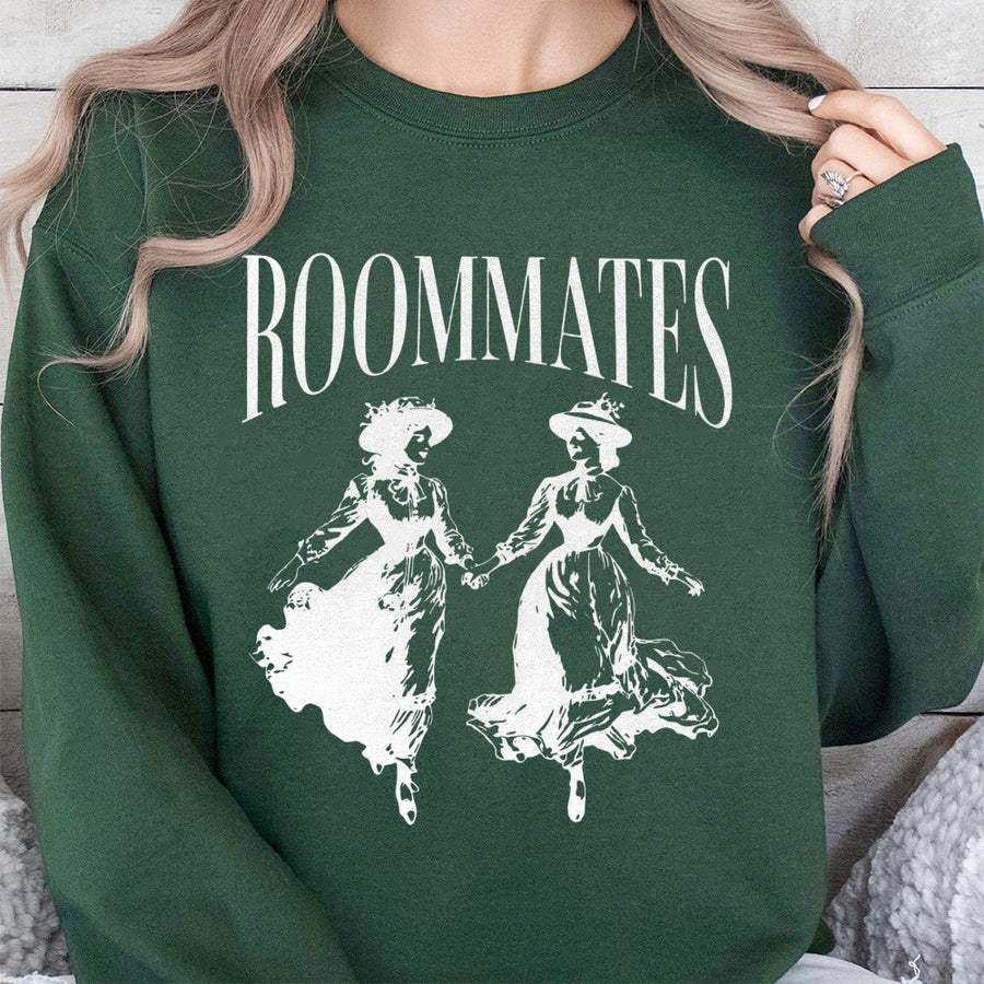 Roommates Sweatshirt | Vintage Victorian Women Illustration | Soft Cotton Blend Unisex Pullover | Funny Lesbian Pride Gift For Her