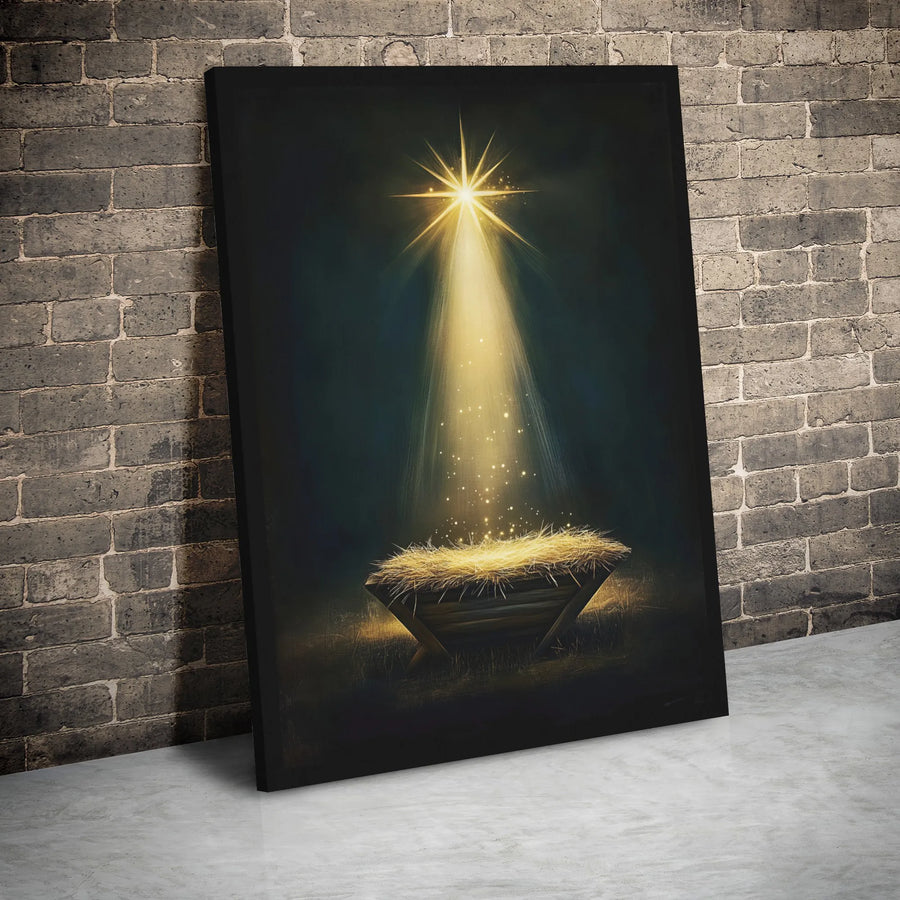 Nativity Manger Canvas Wall Art | Star Of Bethlehem Holy Light Design | Premium 1.25" Gallery Wrap | Religious Christmas Home Decor Gift