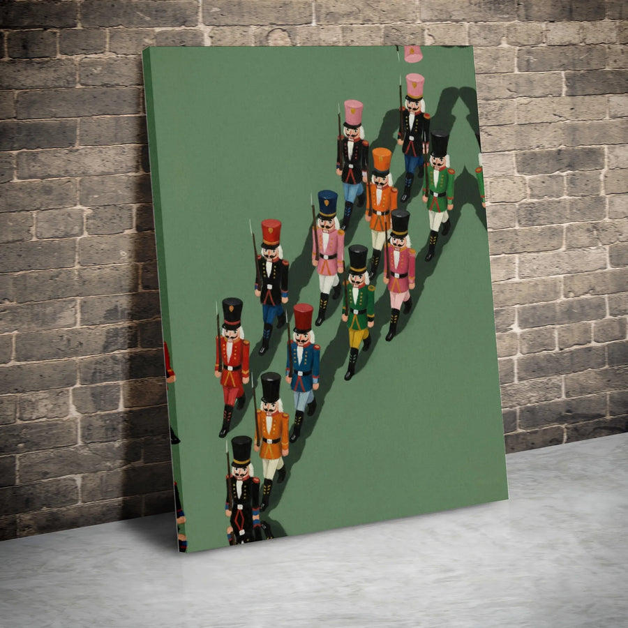 Nutcracker Soldiers Canvas Wall Art | Vintage Toy Soldier Parade | Premium High-Resolution Print | Christmas Holiday Home Decor Gift