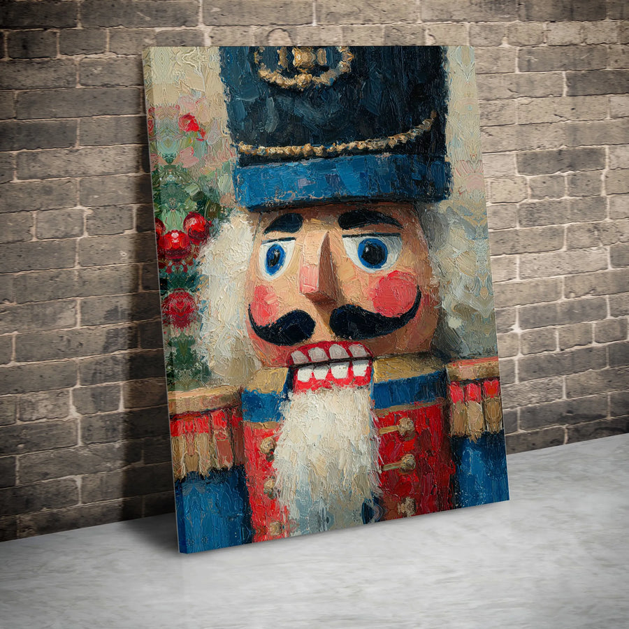 Nutcracker Wall Art | Festive Oil Impasto Painting Print | Gallery-Quality 1.25" Thick Canvas | Christmas Home Decor Gift for Nutcracker Collectors