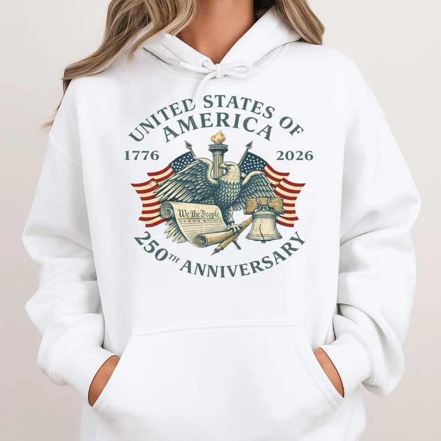 USA 250th Anniversary Hoodie | Vintage Eagle & Flag Graphic | Soft Cotton Blend | Patriotic Collector's Gift for 4th of July