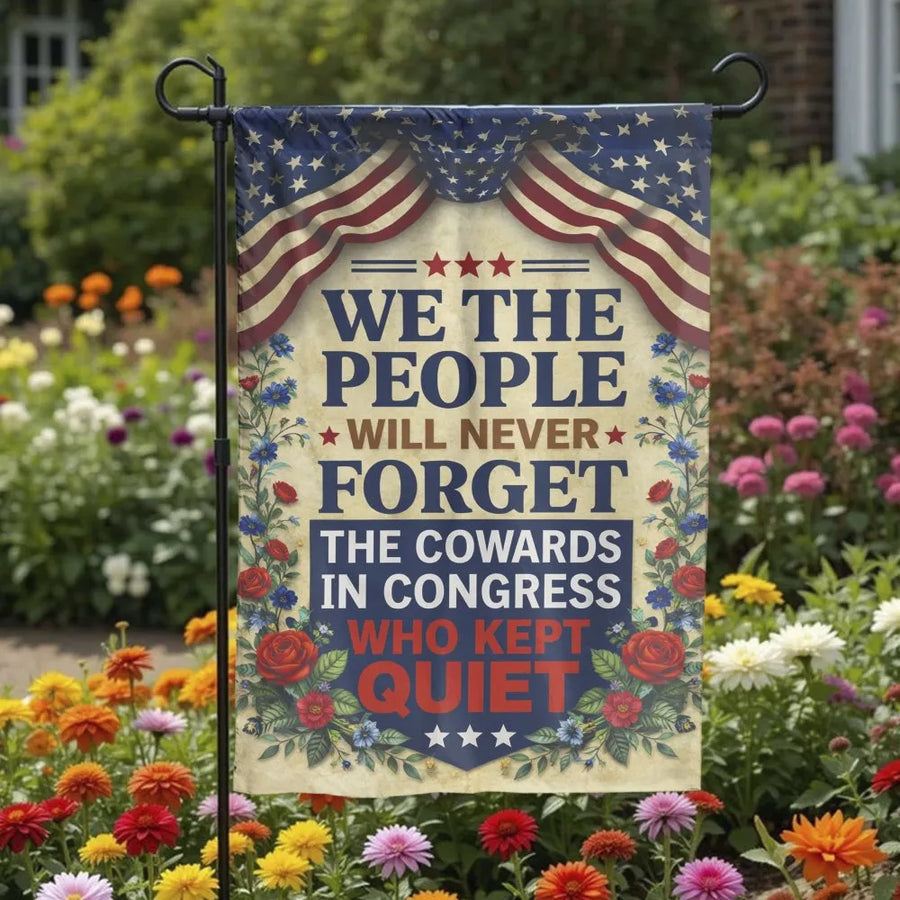 We The People Patriotic Garden Flag | Anti-Congress Political Quote with Vintage Floral Detail | Double-Sided Premium Polyester | Conservative Yard Decor Gift