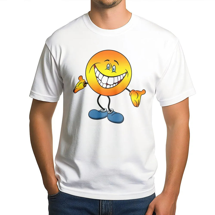 Smiley Face T-Shirt | Vintage Y2K Cheeky Grin Graphic | Premium Cotton Blend Sweatshirt | Funny Meme Streetwear Gift for Men & Women