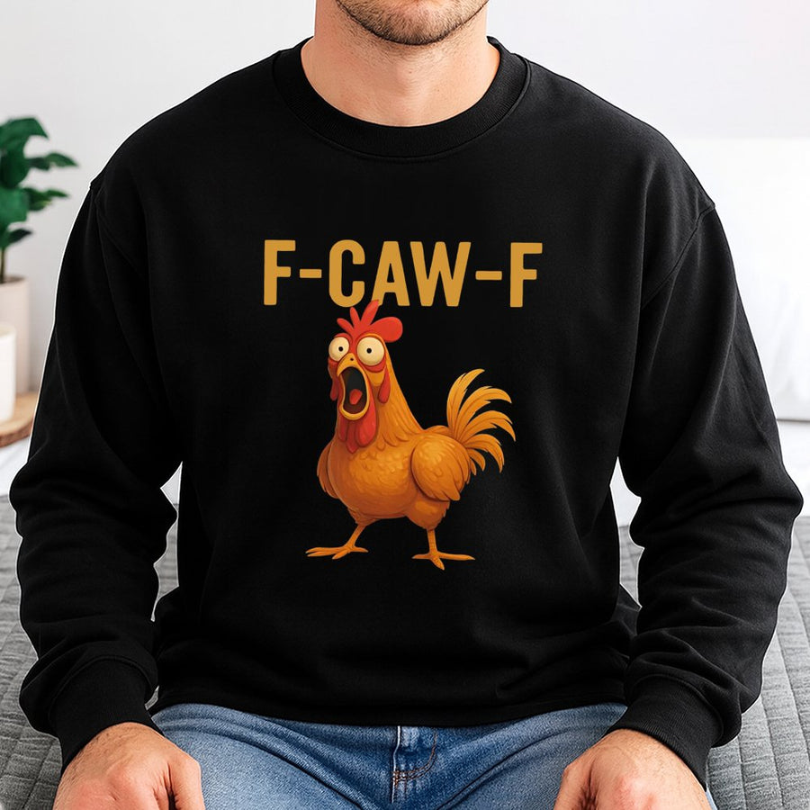 Funny Chicken Sweatshirt | F-CAW-F Screaming Rooster Graphic | Premium Cotton Blend | Humorous Farm Animal Gift for Chicken Lovers
