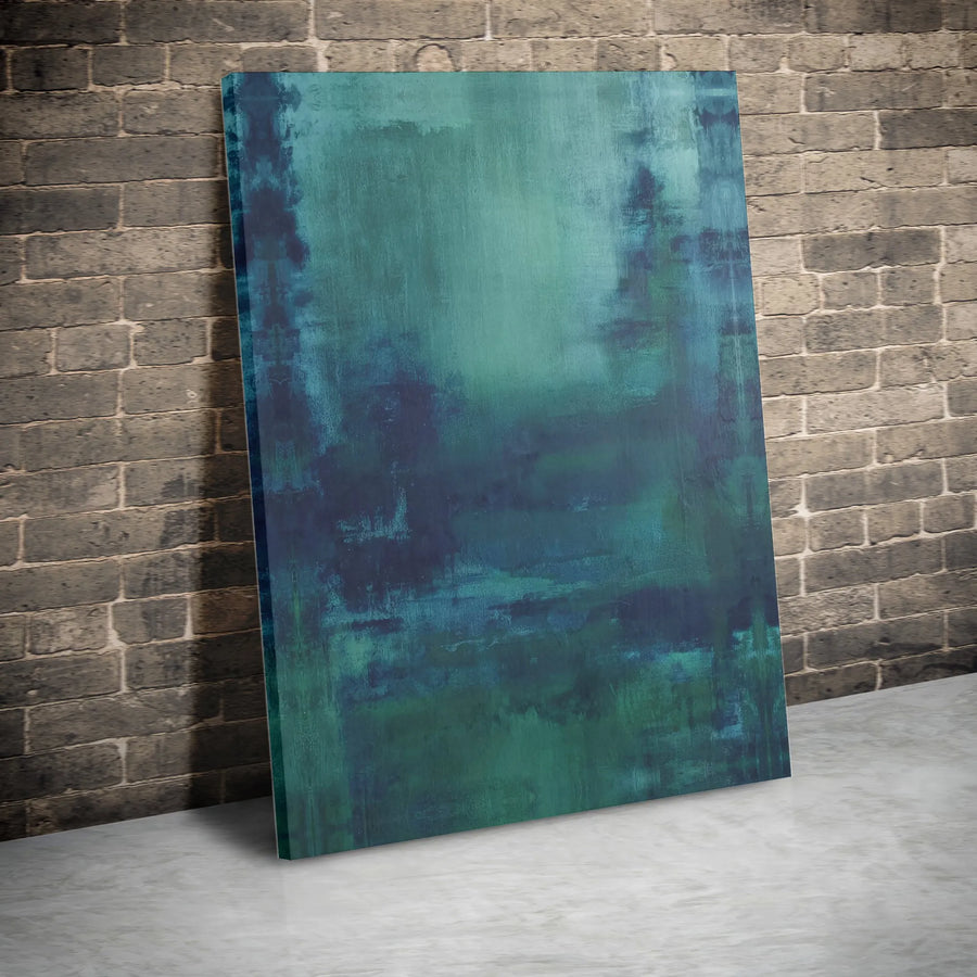 Abstract Teal and Navy Vertical Canvas | Modern Minimalist Textured Art Print | Premium 1.25” Gallery Wrap | Elegant Living Room Office Decor Gift