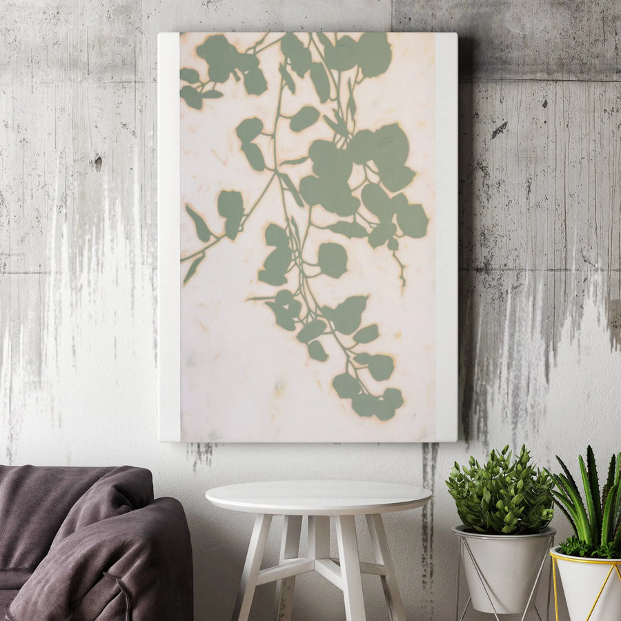 Botanical Silhouette Vertical Canvas | Minimalist Eucalyptus Leaf Print | Premium Gallery Wrapped Canvas | Modern Home Decor Gift