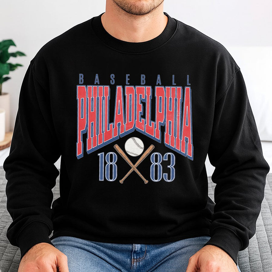 Philadelphia Baseball Sweatshirt | Vintage Retro 1883 Sports Graphic | Premium Cotton Blend Crewneck | Gift for Philly Sports Fan