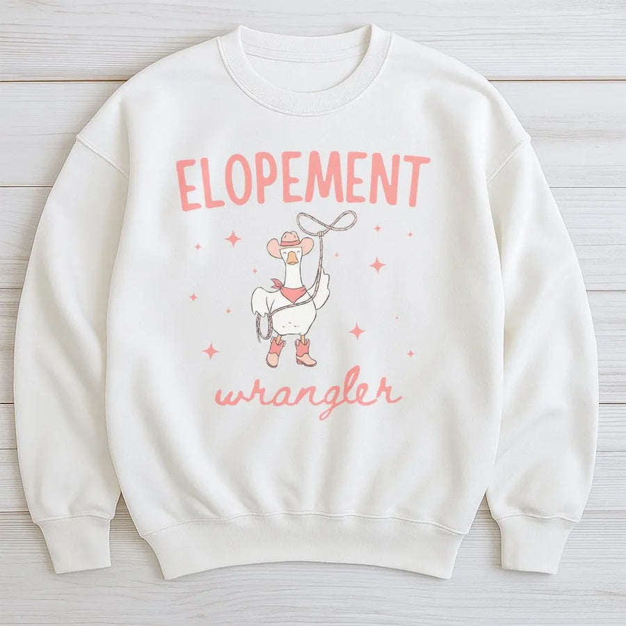 Elopement Wrangler Sweatshirt | Funny ABA Pun Cowboy Goose Sweatshirt | Premium Cotton-Blend | Gift for Behavior Analyst, BCBA, RBT