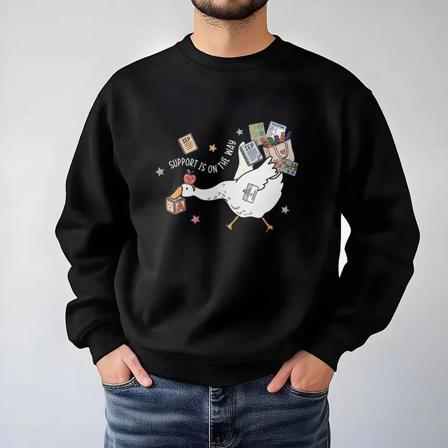 Silly Goose SPED Teacher Sweatshirt | Funny Cartoon Support Design | Premium Cotton Blend | Special Education Teacher Appreciation Gift