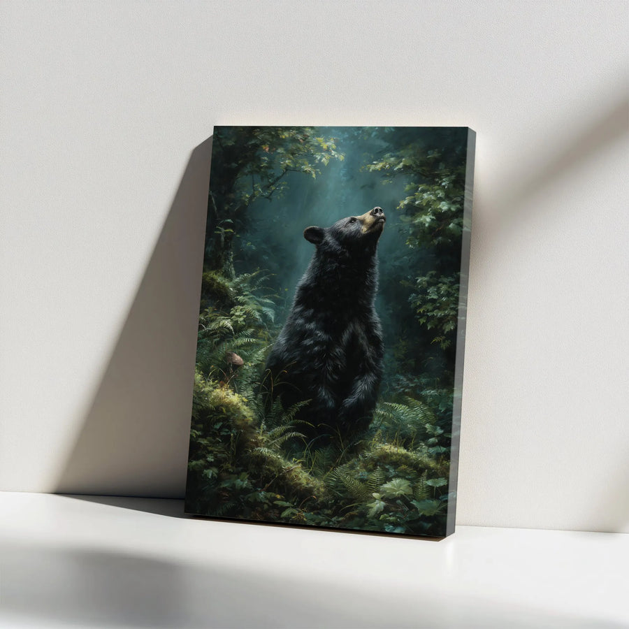 Black Bear Canvas Print | Realistic Woodland Animal Art | Premium Gallery Wrapped Canvas | Rustic Cabin Decor Gift for Nature Lovers