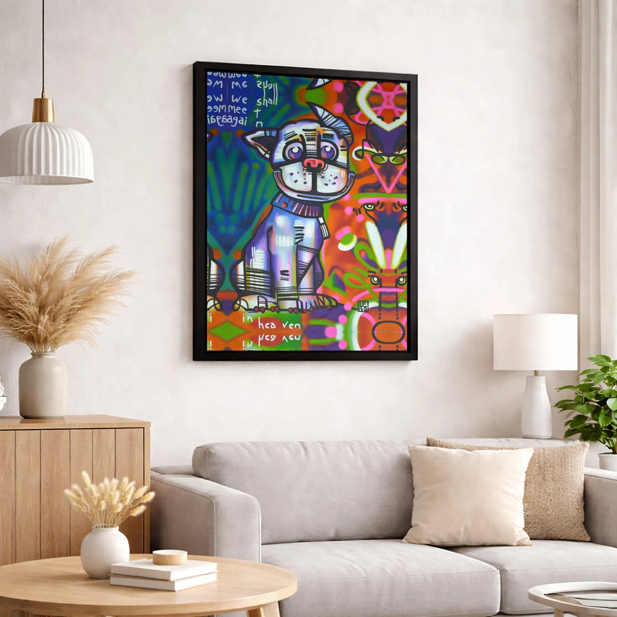 Graffiti Robot Dog Wall Art | Vibrant Urban Street Style Print | Gallery-Quality 1.25" Canvas | Modern Home Decor Gift for Dog Lovers