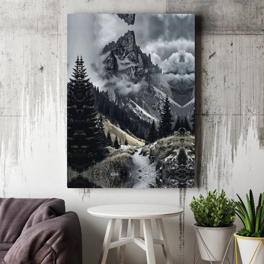 Surreal Mountain Landscape Canvas | Black And White Nature Wall Art | Premium Gallery-Wrapped Print | Modern Home & Office Decor Gift