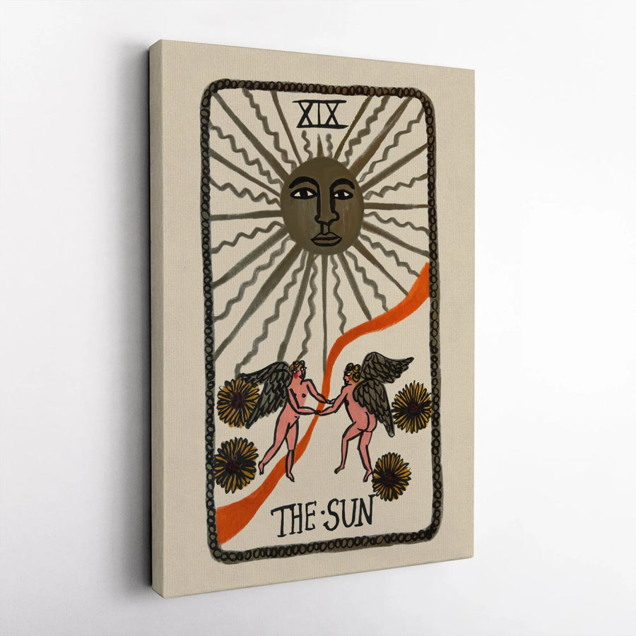 The Sun Tarot Card Canvas Art | Spiritual XIX Astrology Wall Decor | Premium 1.25" Gallery Wrap | Boho Mystical Gift for Celestial Enthusiasts
