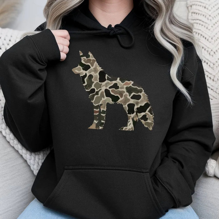 Coyote Hunting Hoodie | Camouflage Predator Graphic Art | Premium Cotton Blend Fleece | Gift for Hunter and Outdoorsman