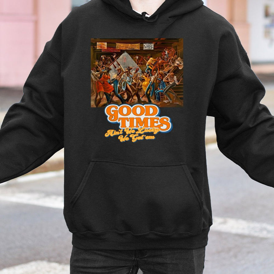 Retro Hoodie – 1974 Good Times 70s Disco Party Graphic Hoodie With Have Fun Slogan, Loose Fit Casual Made In Usa, Back To School Menswear Womenswear