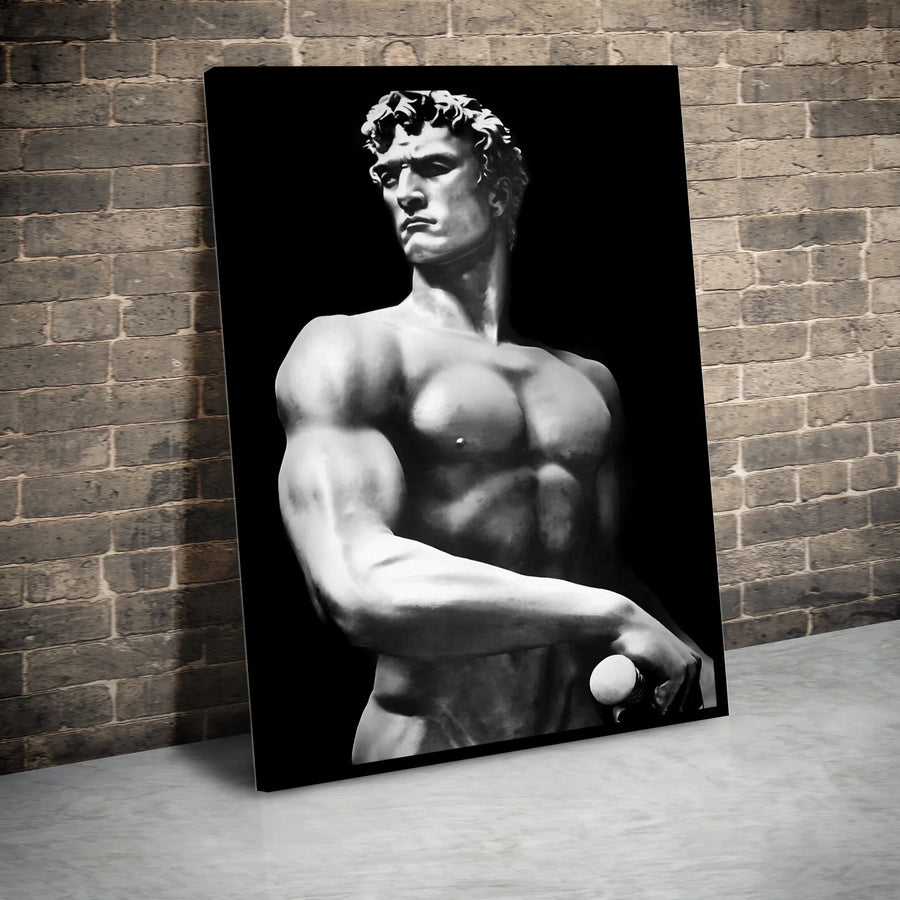 Classical Male Statue Canvas Art | Greek God Aesthetic Sculpture Wall Decor | Premium Fade-Resistant Gallery Wrap | Modern Home Office Gift