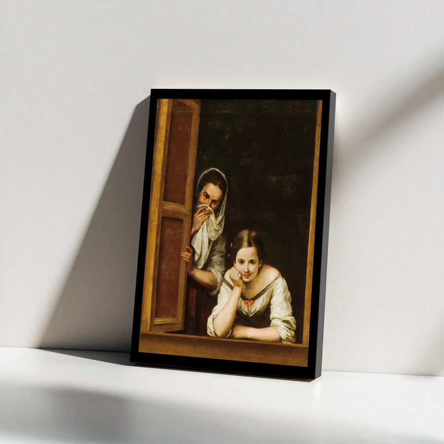 Murillo Women at a Window Canvas Wall Art | Famous Baroque Painting Replica | Premium Gallery Canvas | Collector's Fine Art Gift for Home Decor