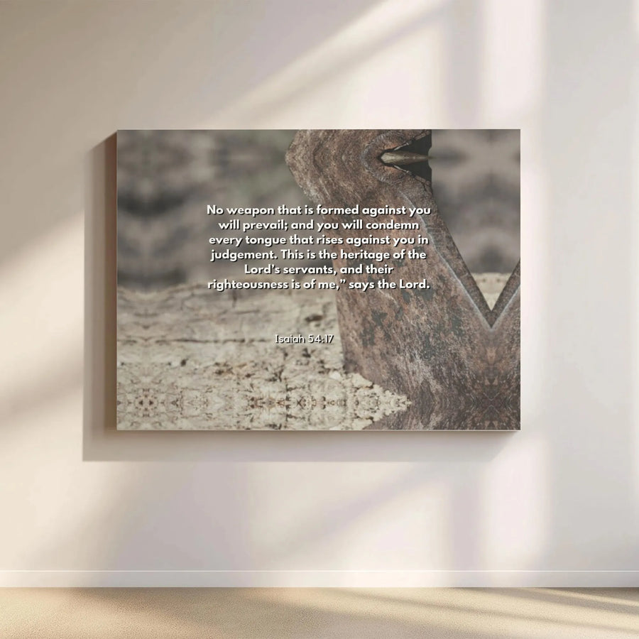 Isaiah 54:17 Canvas Wall Art | No Weapon Formed Against You Scripture | Premium Christian Home Decor | Inspirational Faith Gift