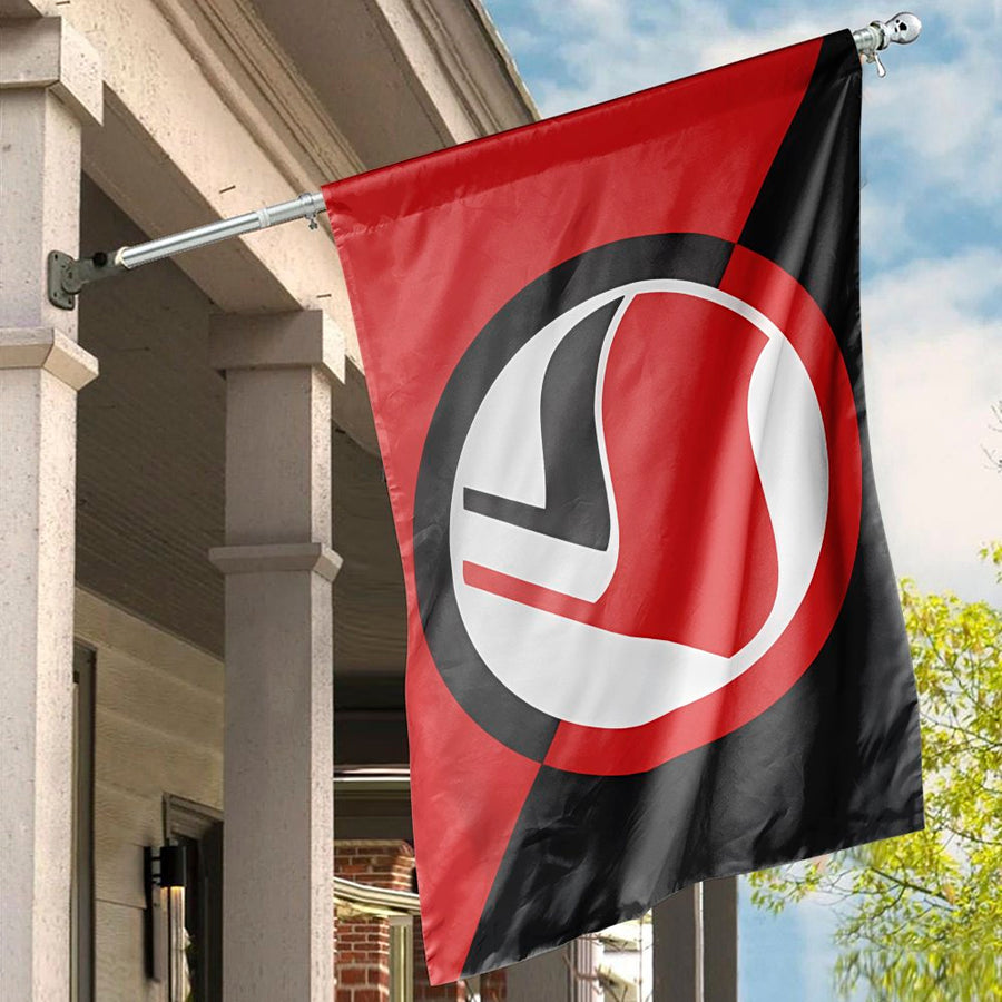 Anarcho-Communist Flag | Red And Black Diagonal Symbol | Durable 100% Polyester Indoor Outdoor Banner | Statement Home Decor