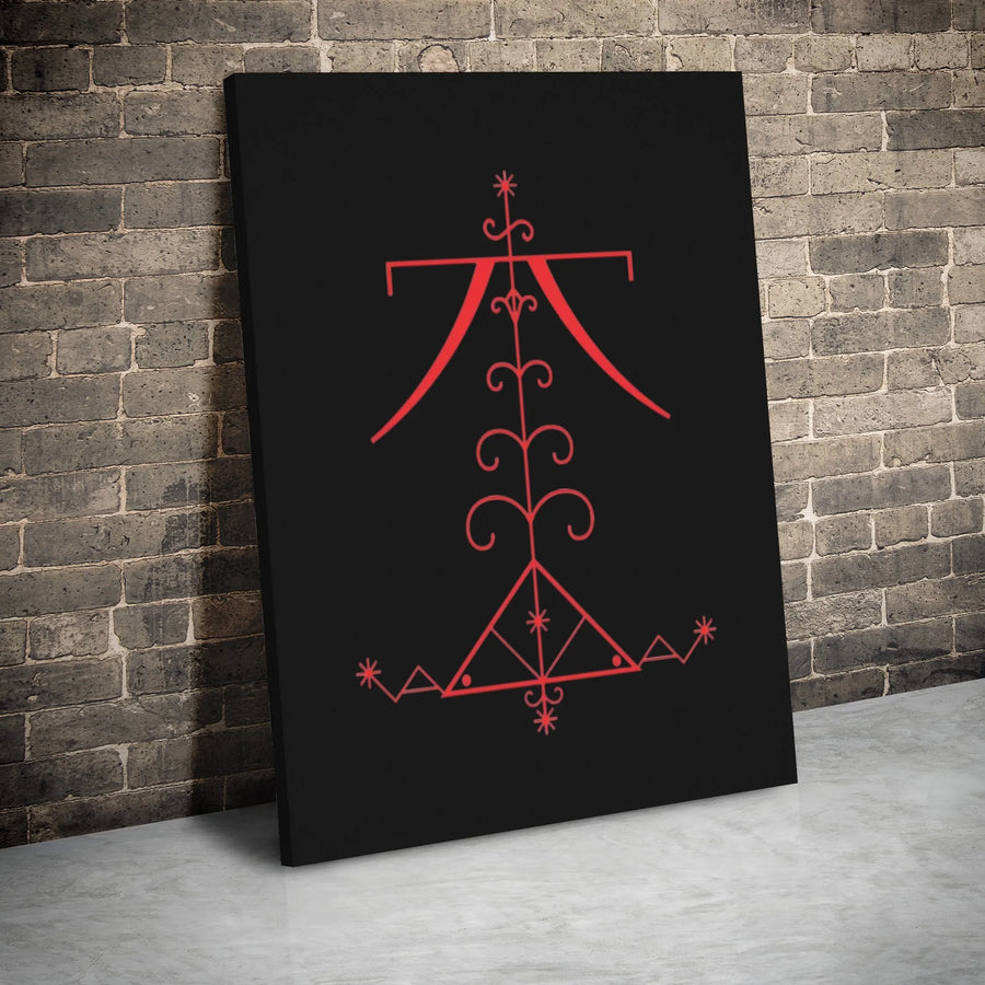 Ayizan Veve Canvas Art | Haitian Vodou Loa Sacred Symbol | Premium Gallery Wrap Wall Decor | Spiritual Home Office Altar Gift