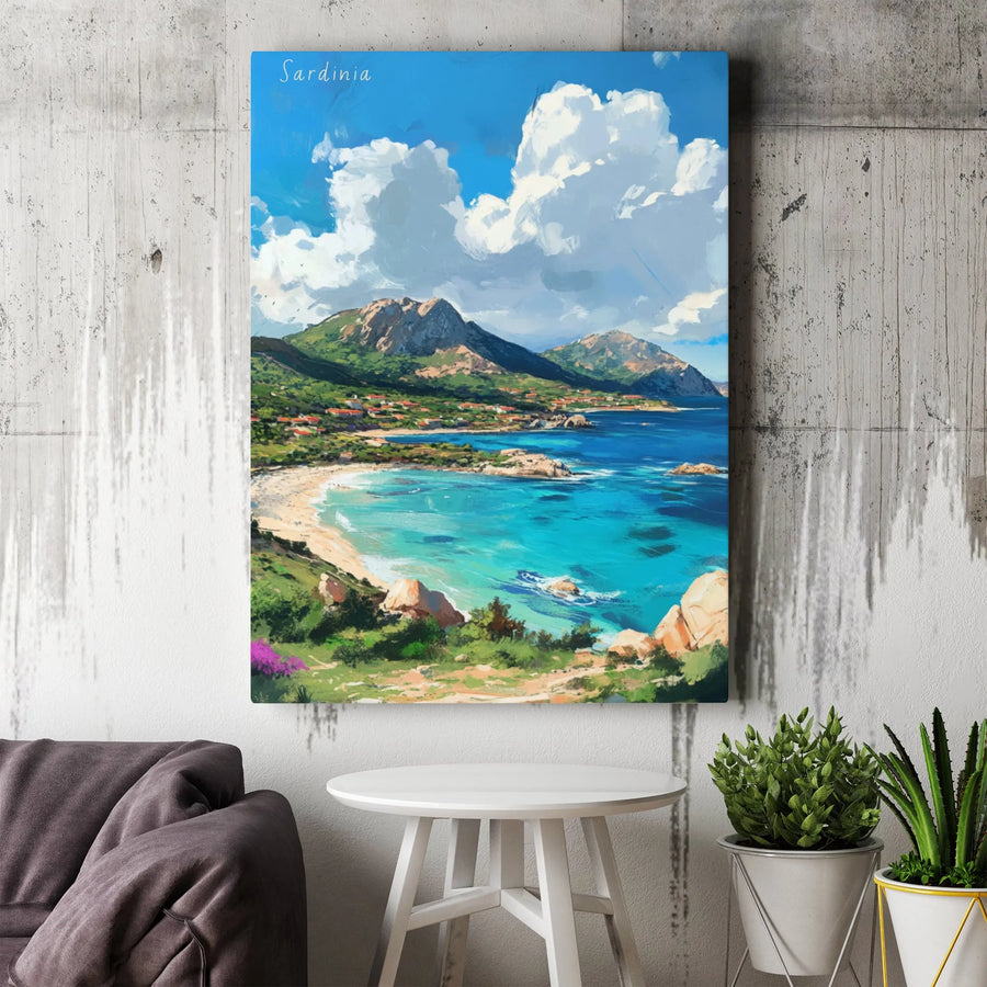 Sardinia Italy Coastal Landscape Canvas Print | Mediterranean Beach Scenic Art | Premium Gallery Wrapped Wall Decor | Italian Travel Gift for Home Office