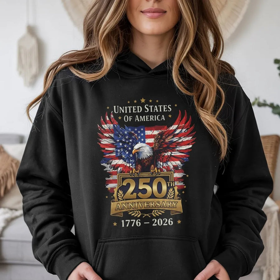 USA 250th Anniversary Hoodie | Patriotic Eagle American Flag Design | Premium Graphic Sweatshirt | Collector's 1776-2026 Commemorative Gift