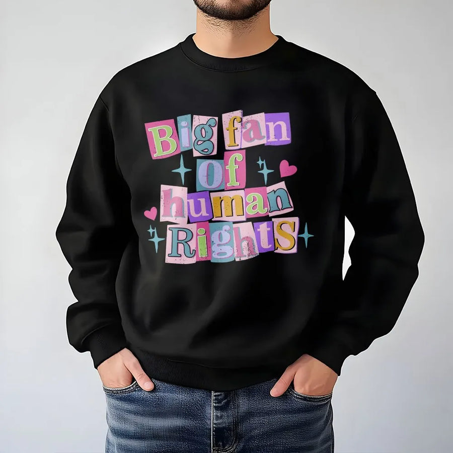 Human Rights Sweatshirt | Colorful Retro Social Justice Graphic | Premium Cotton Blend | Feminist Activist Gift