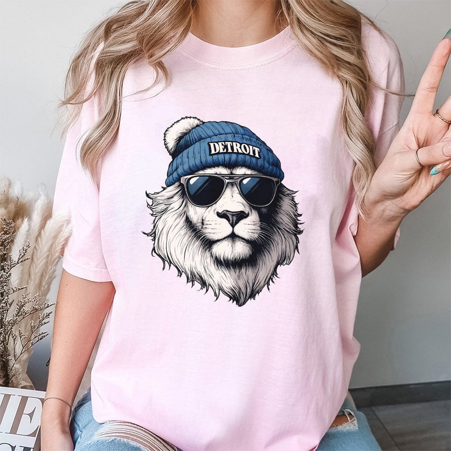 Detroit Lion T-Shirt,Cool Streetwear Graphic T-Shirt, Urban City Style,Hip Hop Casual T-Shirt For Men And Women