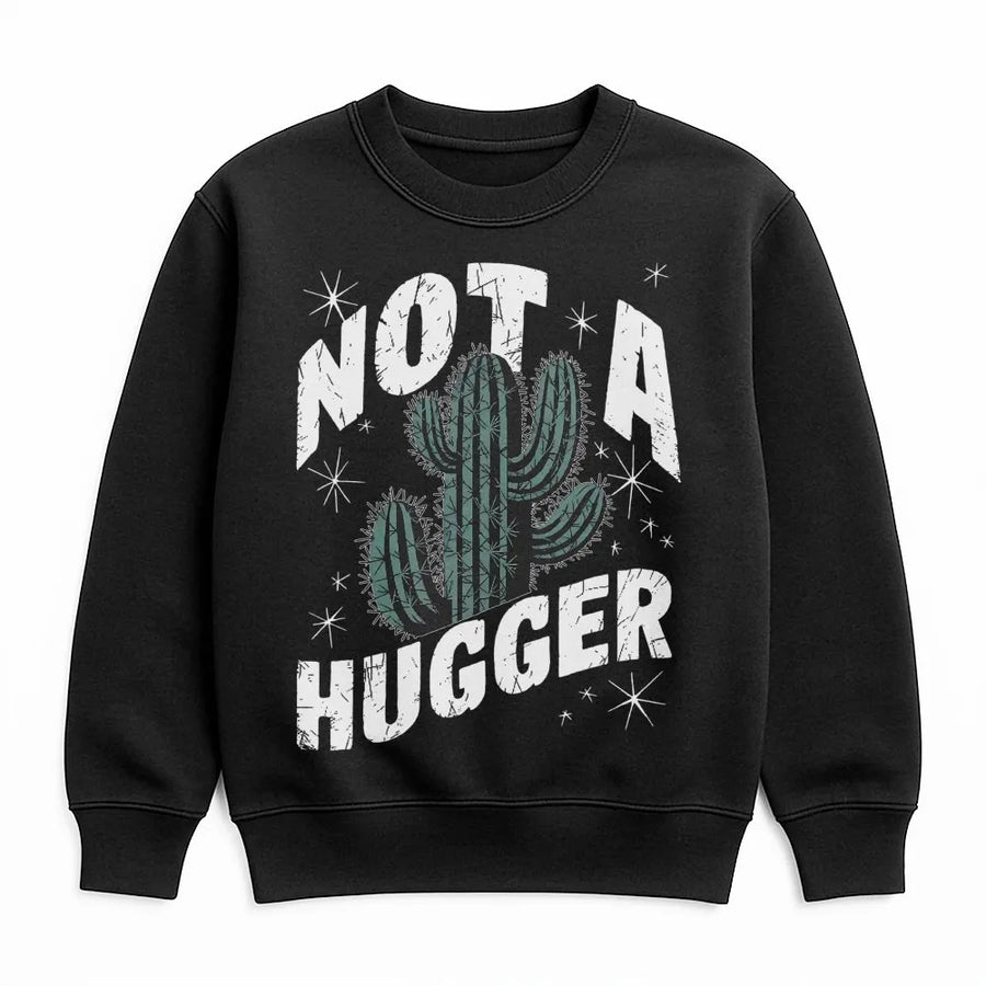 Not A Hugger Cactus Sweatshirt | Retro Desert Plant Graphic | Premium Cotton Blend Fleece | Funny Sarcastic Gift for Introverts