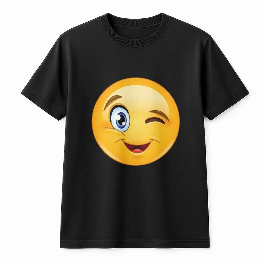 Winking Smiley Face T-Shirt | Cute Emoji Graphic Tee | 100% Soft Cotton | Unisex Streetwear Gift for Happy Vibes