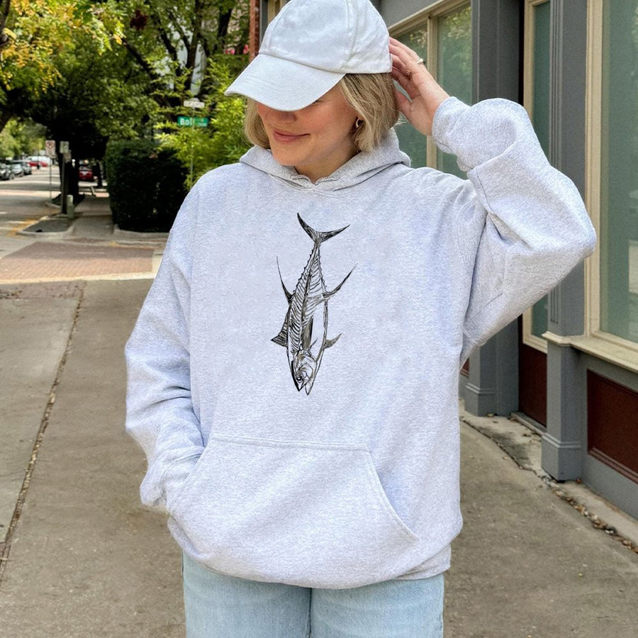 Tuna Fishing Hoodie | Minimalist Saltwater Fish Graphic | Premium Cotton Blend | Gift for Angler Fisherman Outdoor Enthusiast