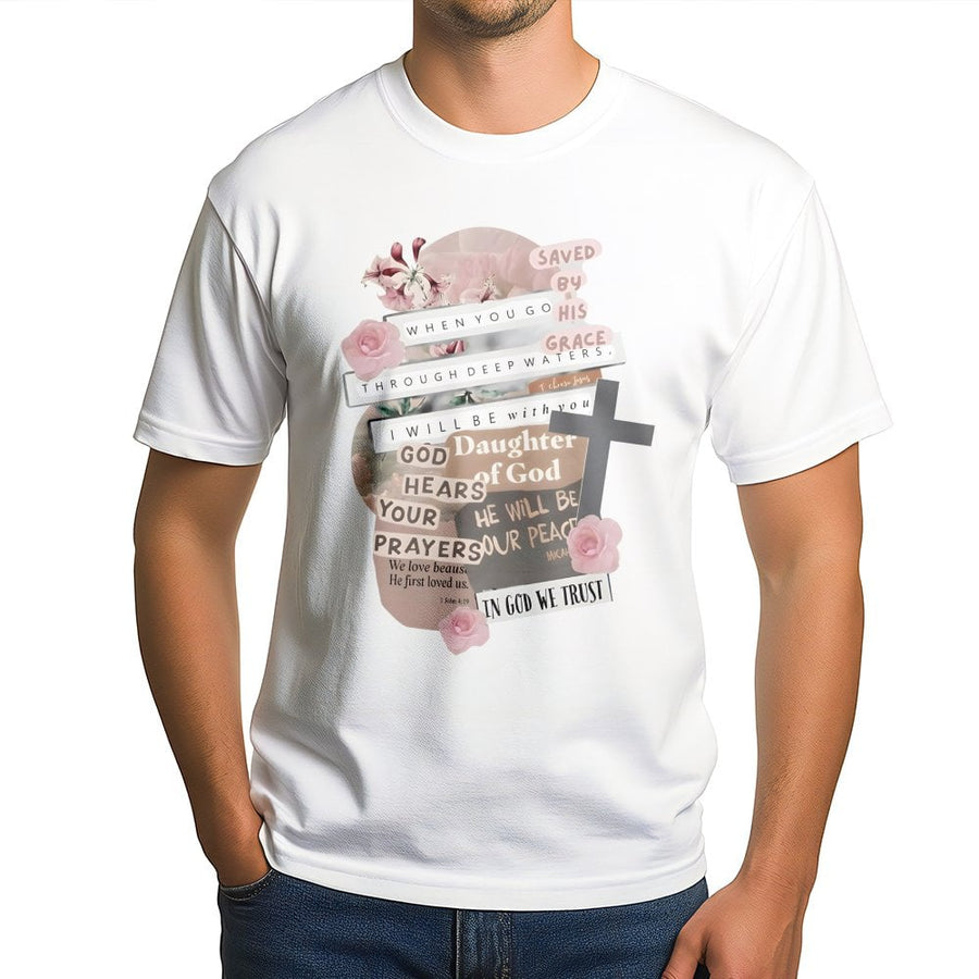 Daughter Of God T-Shirt | Aesthetic Scripture Floral Cross Graphic | Premium Cotton Religious Apparel | Christian Faith Gift For Women