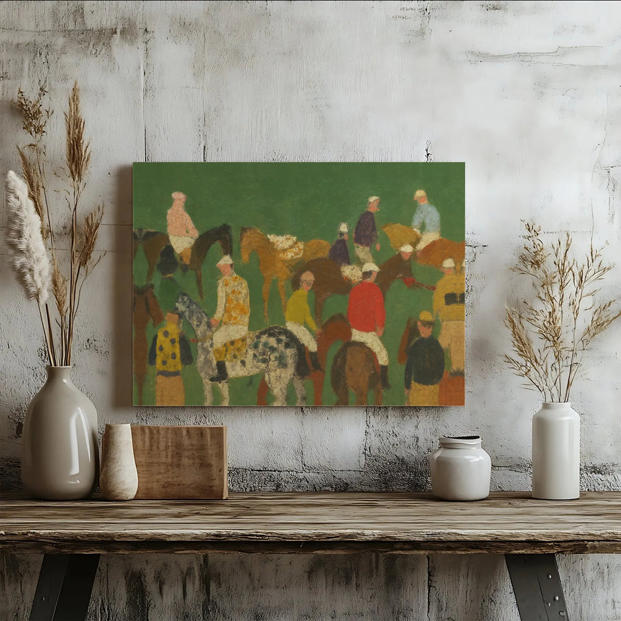 Horse Racing Canvas Wall Art | Modern Impressionist Jockey Painting | Premium Gallery Wrapped Canvas | Gift for Equestrian Lovers