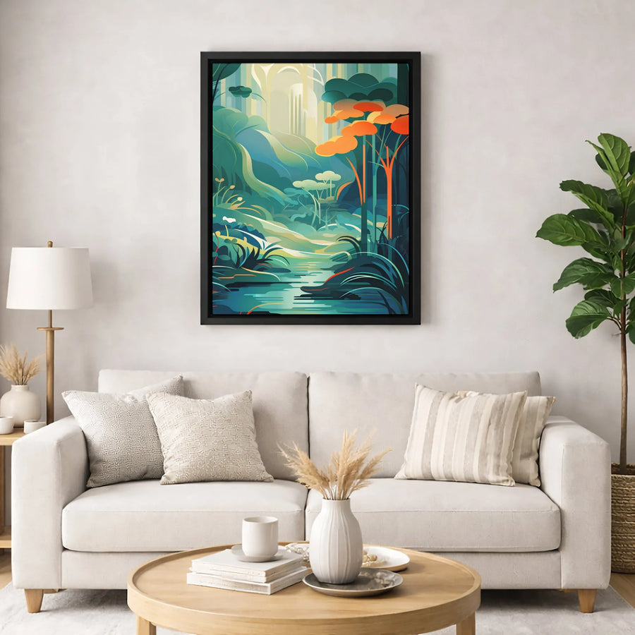 Abstract Forest River Canvas Print | Modern Nature Landscape Wall Art | Gallery-Quality 1.25 Inch Profile | Premium Home Decor Gift