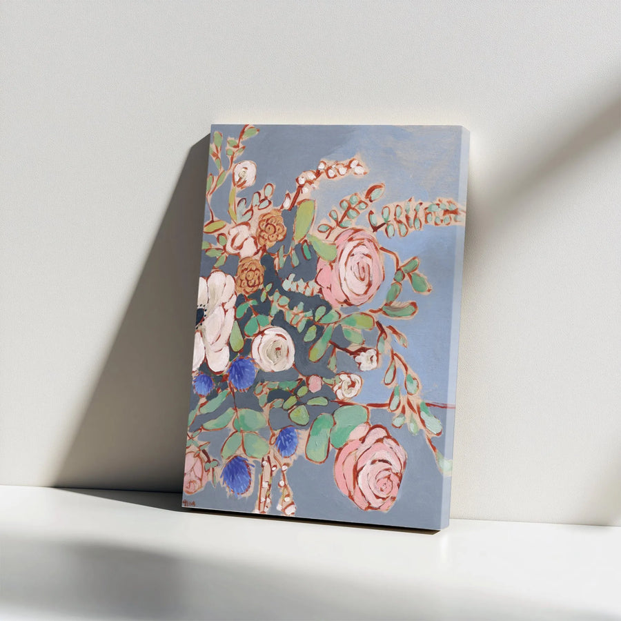 Italian Spring Floral Vertical Canvas | Impressionist Botanical Painting Print | Premium Frameless Gallery Canvas | Living Room Wall Decor Gift