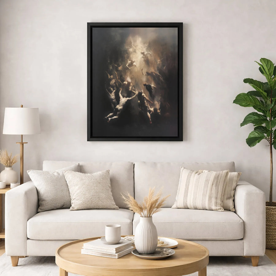 Ascending Souls Canvas Print | Moody Baroque Style Fine Art | 1.25-Inch Gallery Wrap | Spiritual Home Decor for Living Room Office